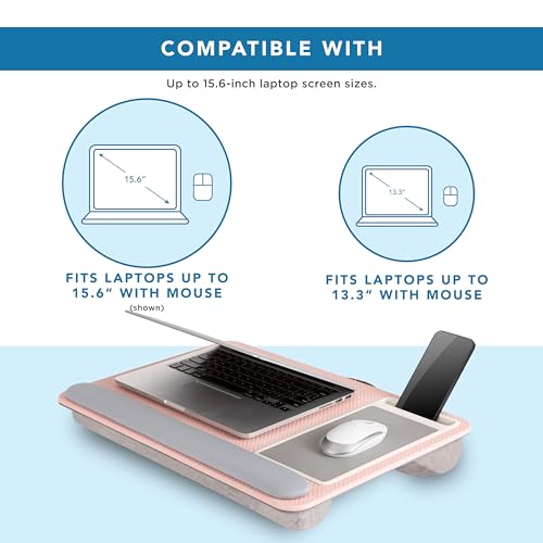 Pink Lap Desk with Wrist Rest and Mouse Pad for 15.6 Inch Laptops L266