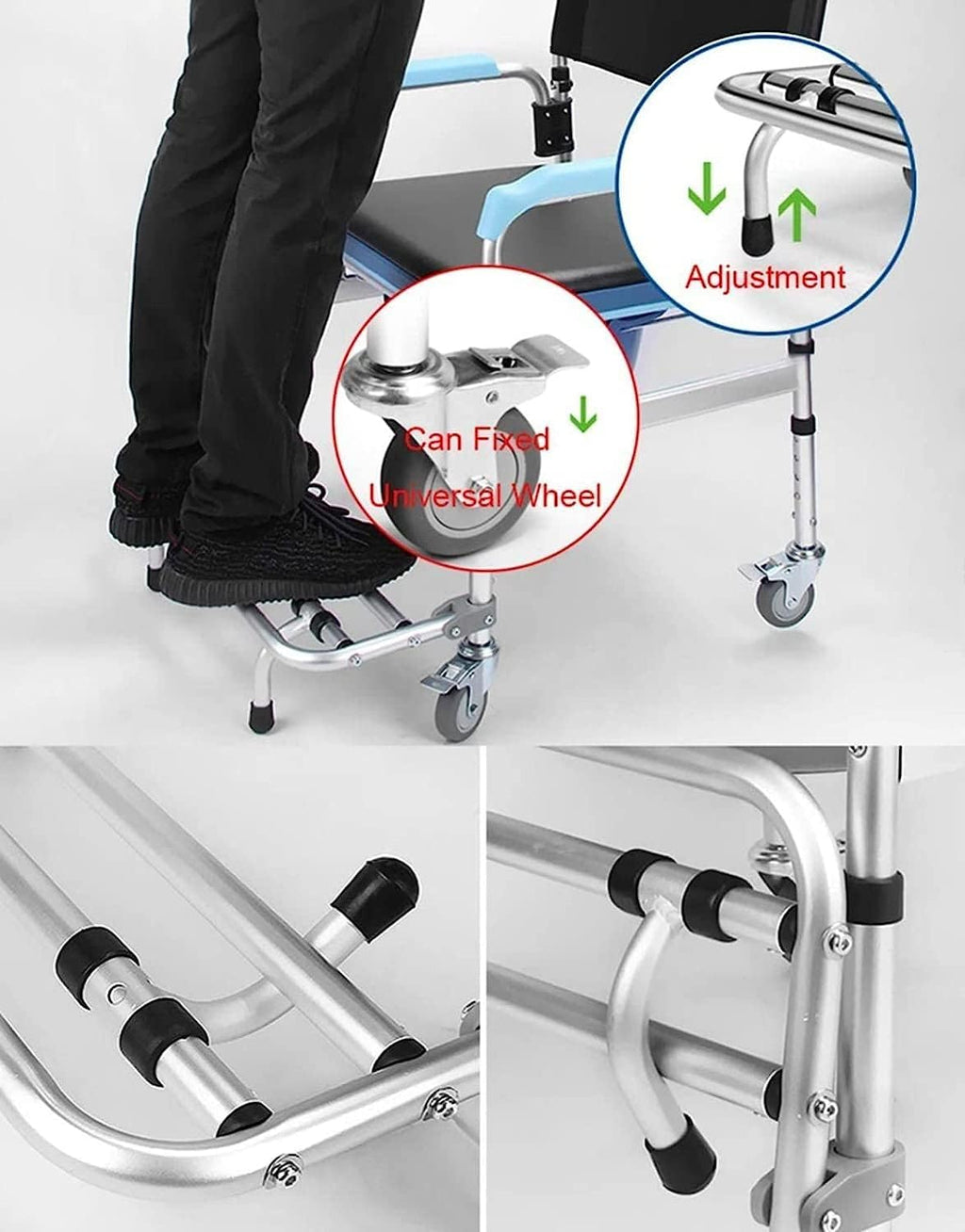 Lightweight Bedside Commode Portable Toilet Bath Chair Adjustable Height Shower Chair D581