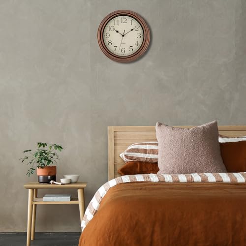 Retro Silent Non-Ticking Round Quartz Battery Operated Wall Clock 12 inch Bronze A525