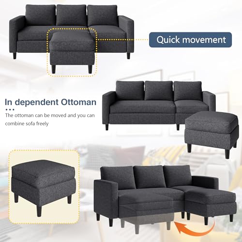 Dark Beige 3-Seat L Shaped Sectional Sofa with Chaise P958048