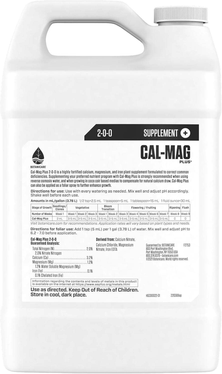 Calcium Magnesium and Iron Plant Supplement, 2-0-0, 1 gal. Y233