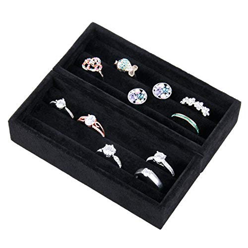 2PCS Black Velvet 8 Slots Jewelry Tray V393959
