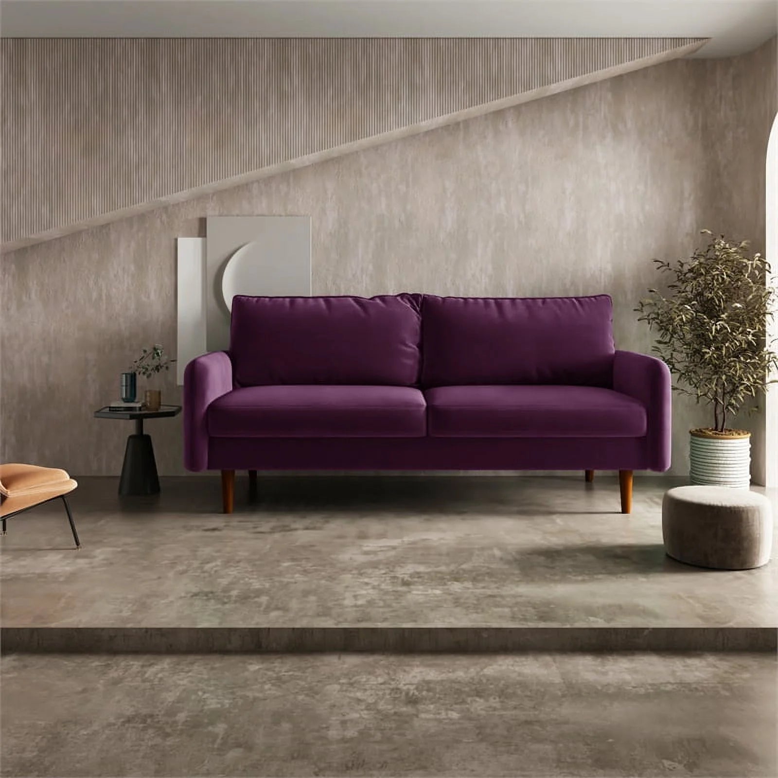 70" Upholstered Velvet Sofa in Purple J179760