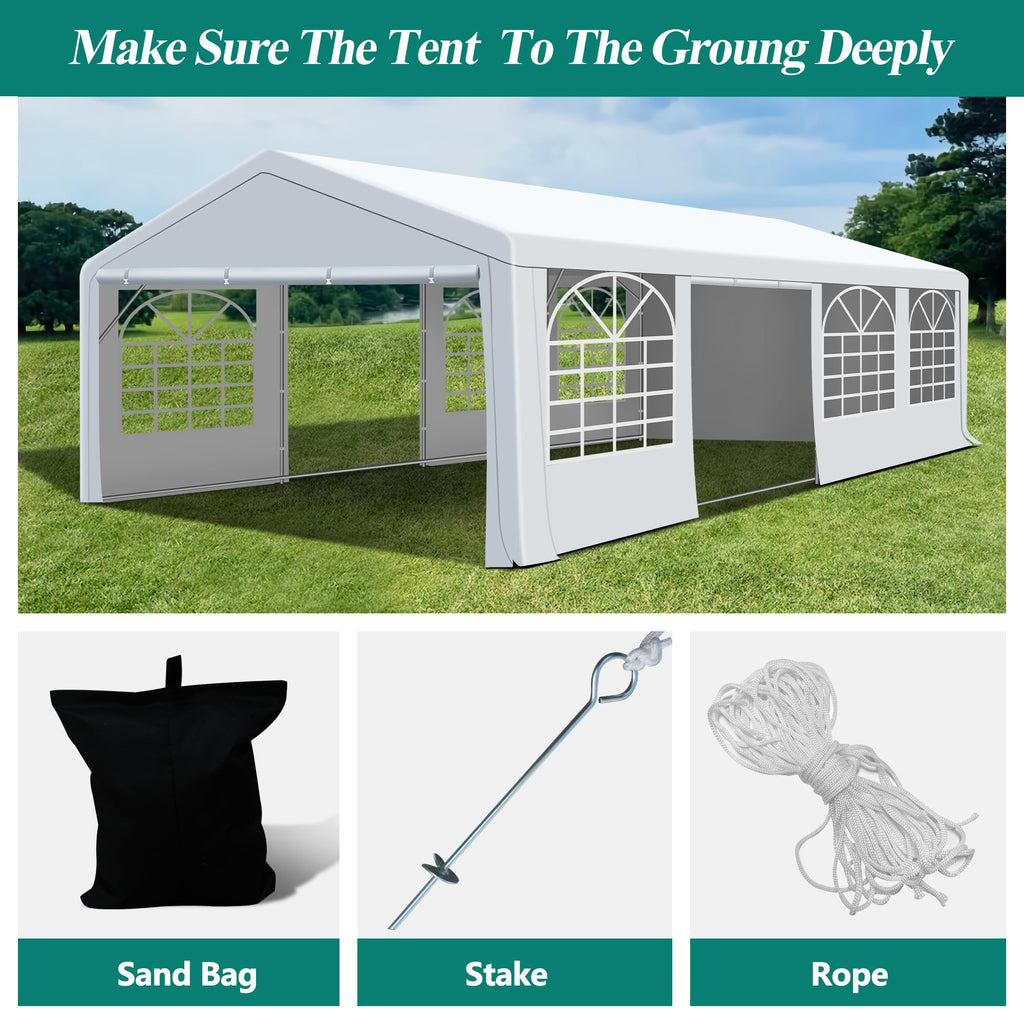 20x30FT Patio Tent with Windows, Heavy Duty Canopy Gazebo U601