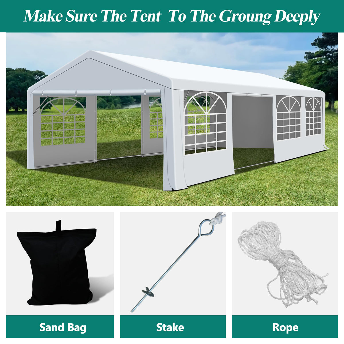 20x30FT Patio Tent with Windows, Heavy Duty Canopy Gazebo U601