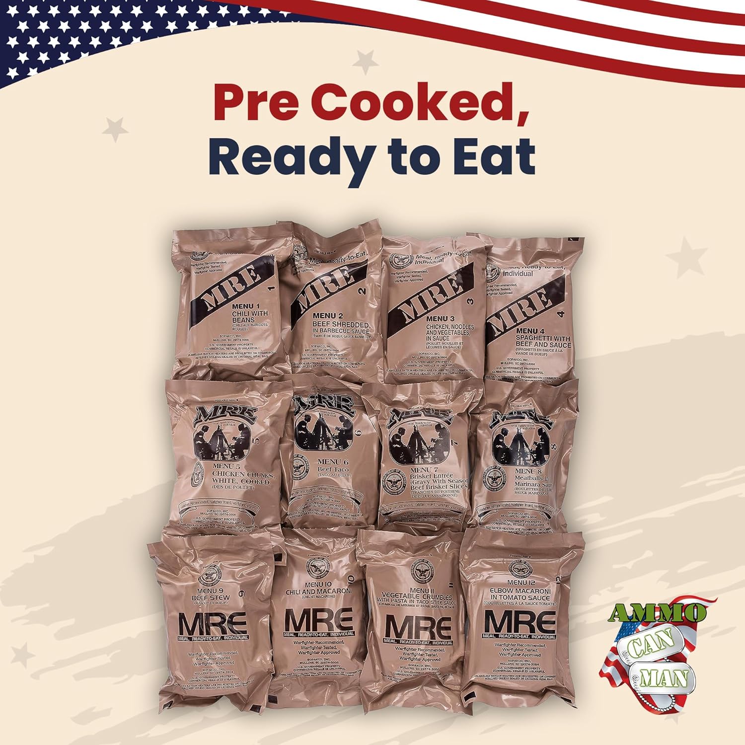 12ct US Military Surplus MRE Meals Ready to Eat U137446