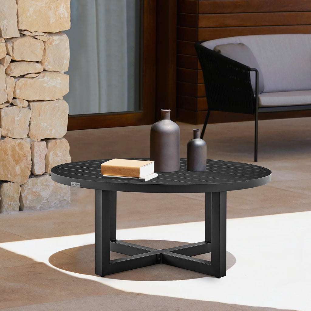 Black Aluminum Round Coffee Table U6060