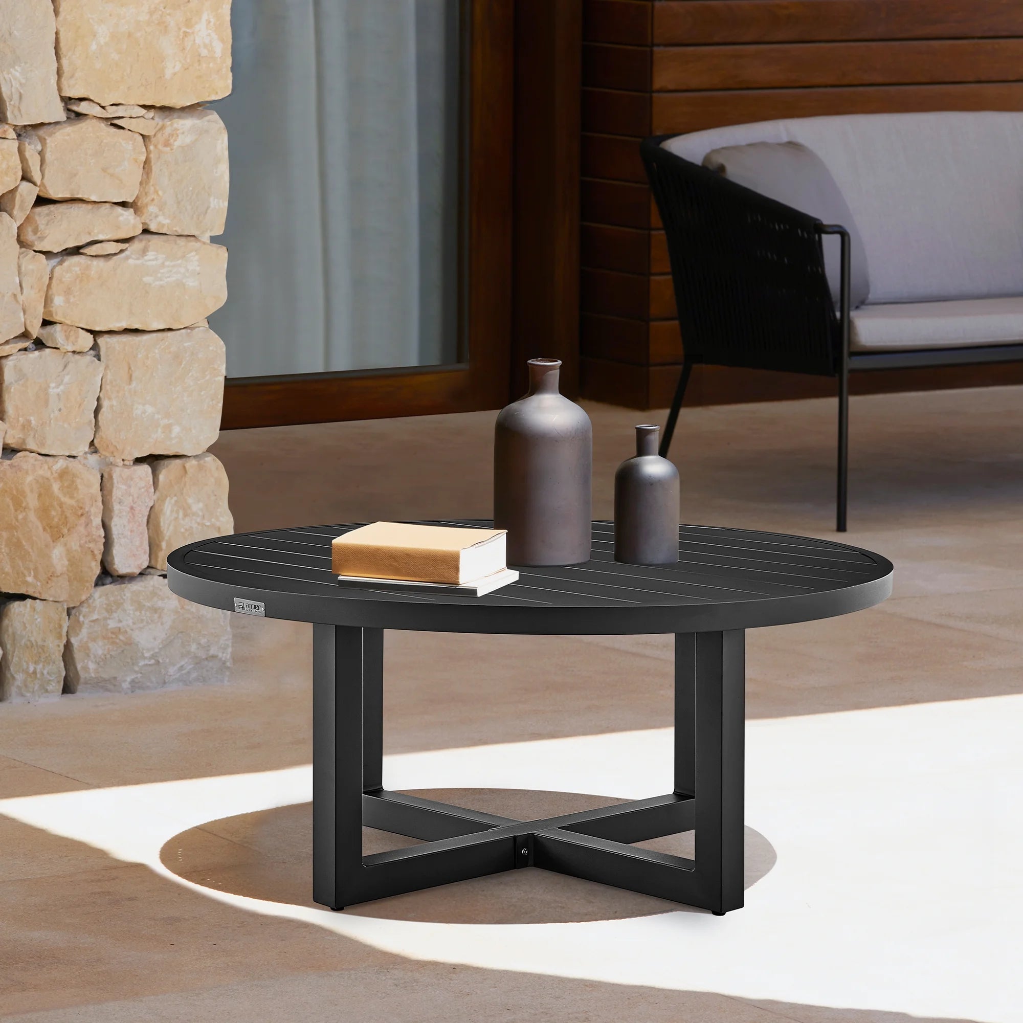 Black Aluminum Round Coffee Table U6060
