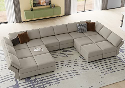 Oversized Modular U Shaped Sectional Sofa with Storage Velvet Black X99662