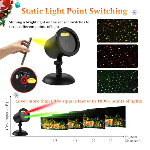 Red & Green Stars Motion Laser Christmas Lights Projector S7738