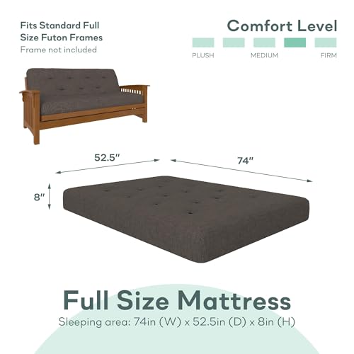 8-Inch Pocket Spring Coil Futon Mattress, Full, Taupe Gray B598