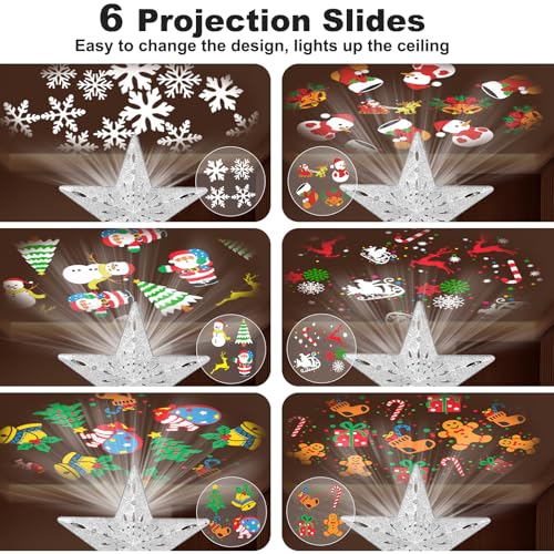 Silver 3D Glitter Lighted Christmas Tree Topper with Rotating LED Lights A958969