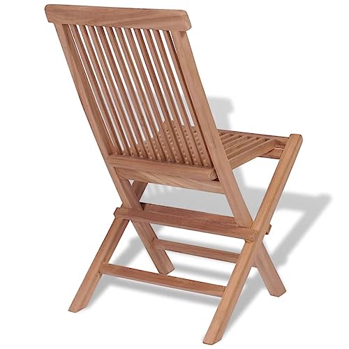 Folding Patio Chairs Set of 4 Solid Teak Wood U652406