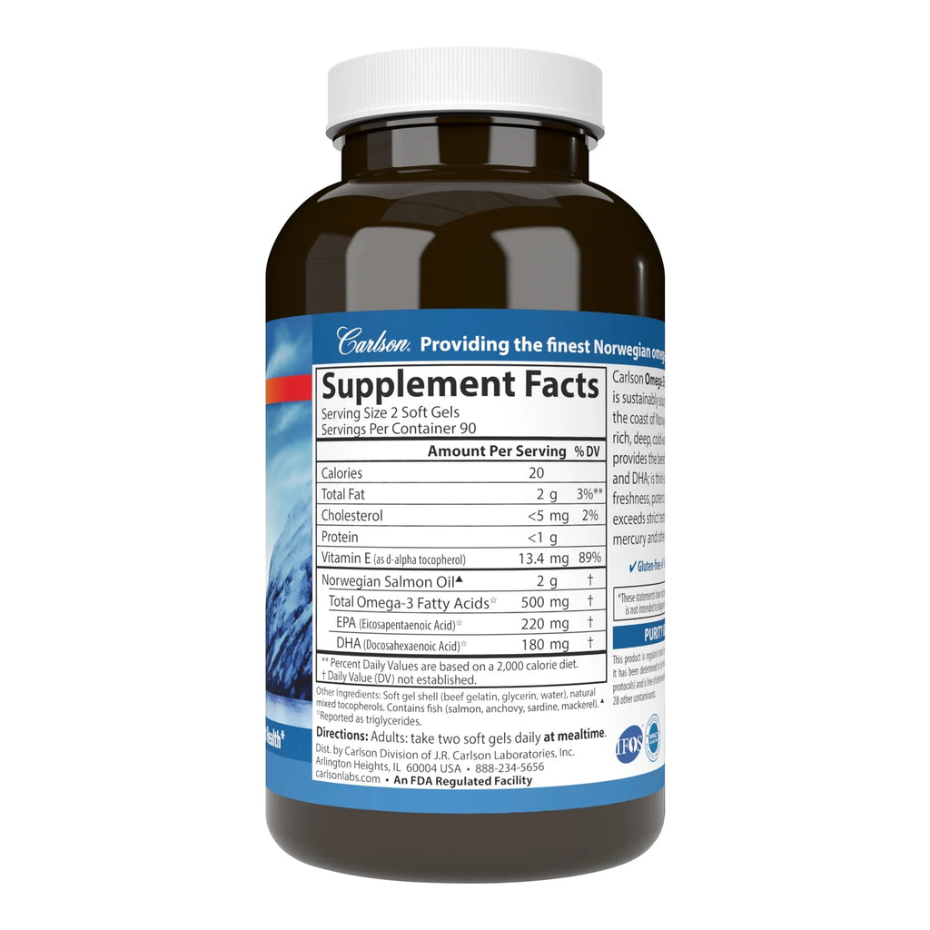 Norwegian Salmon Oil 500 mg Omega-3s 180 Softgels U7321