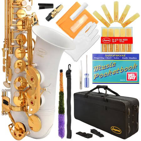 White-Gold Keys Alto Saxophone with Case A67352