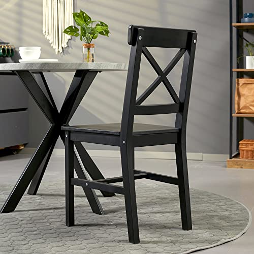 Black Wooden Cross Back Dining Chairs Set of 2 S77470