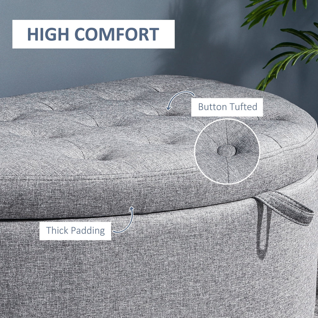 Gray Half Moon Storage Ottoman with Lift Lid J863