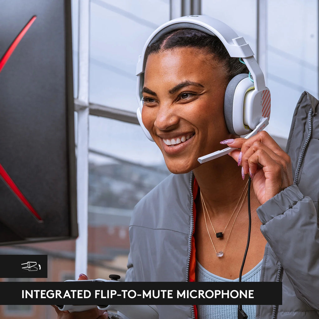 White Wired Gaming Over-Ear Headset with Boom Microphone X462477