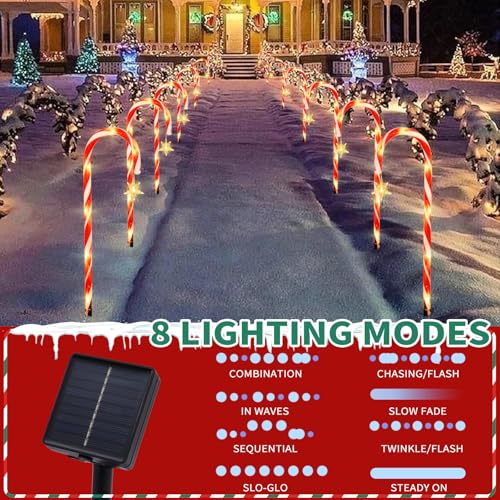 2PK 12 PCS 15FT Solar Candy Cane Lights C207856