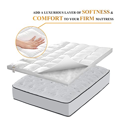 Extra Thick King Mattress Topper, Soft Plush Cooling Overfilled 1400GSM Mattress Pad N18177
