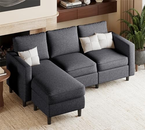 Dark Beige 3-Seat L Shaped Sectional Sofa with Chaise P958048