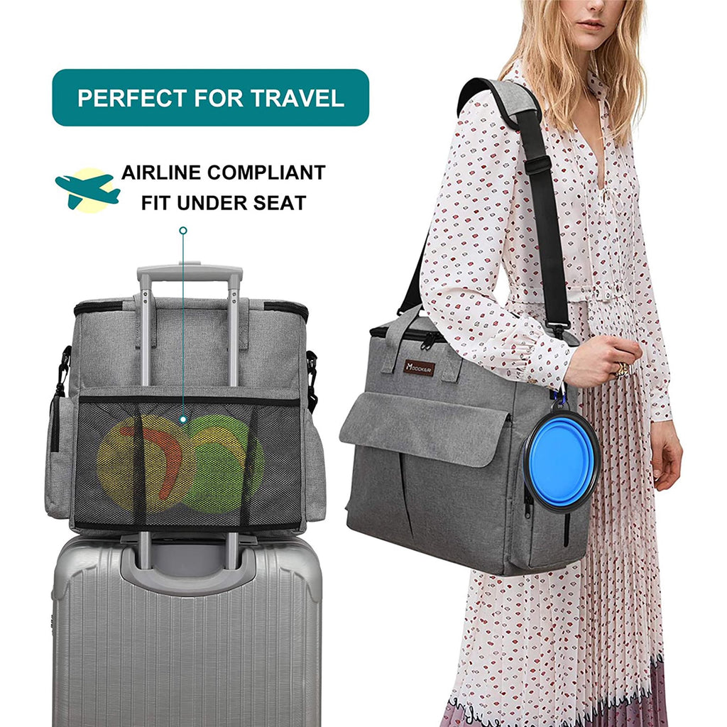 Dog Travel Bag with 2 Food Carriers, 2 Collapsible Bowls, and 1 Placemat T64176