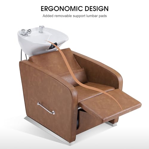 Adjustable Porcelain Ceramic Shampoo Station Chair (Beige) G60532