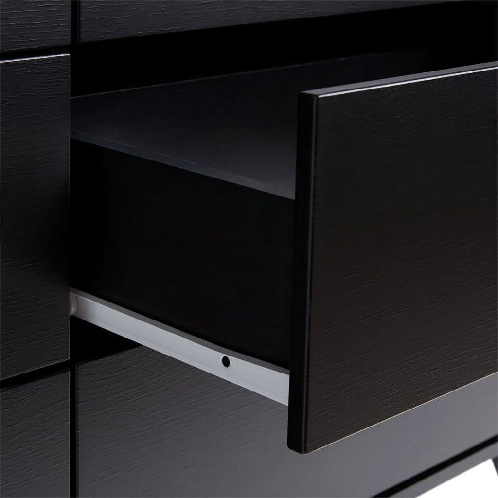 Black 6 Drawer Wood Dresser A9018