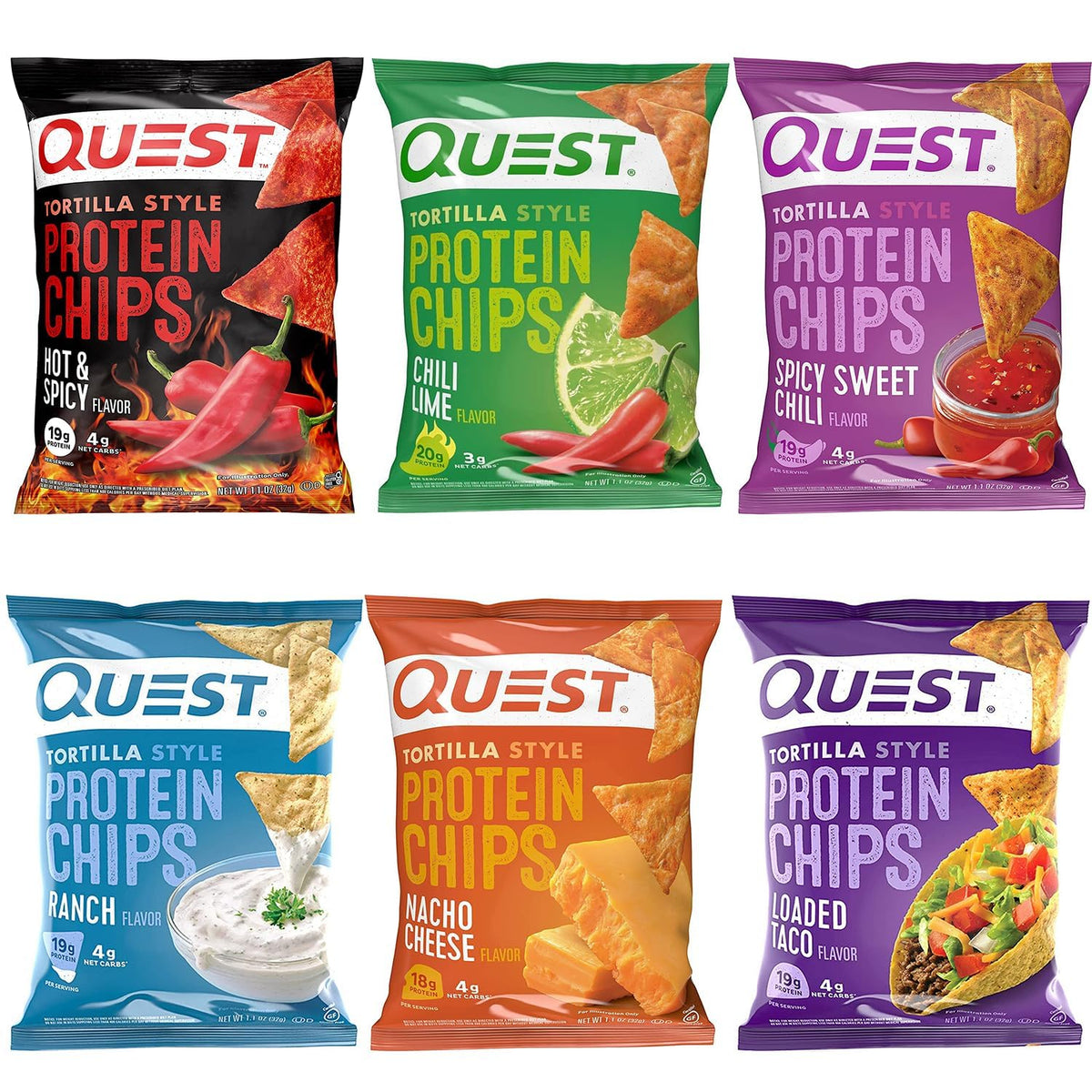 Protein Chips Variety Pack, Assorted Flavors, 6 Pack, 1.1 Ounce P39333