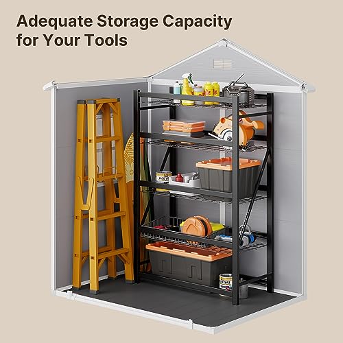 Grey & White 5x3 FT Outdoor Resin Storage Shed with Floor and Lockable Door S864