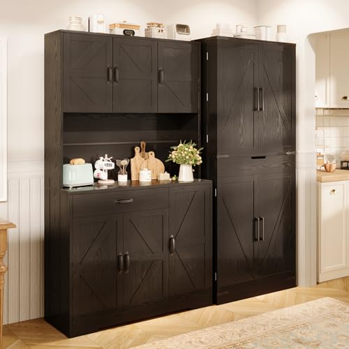 72" Tall Storage Cabinet with Adjustable Shelves & Steel Frame, Dark Grey G496772