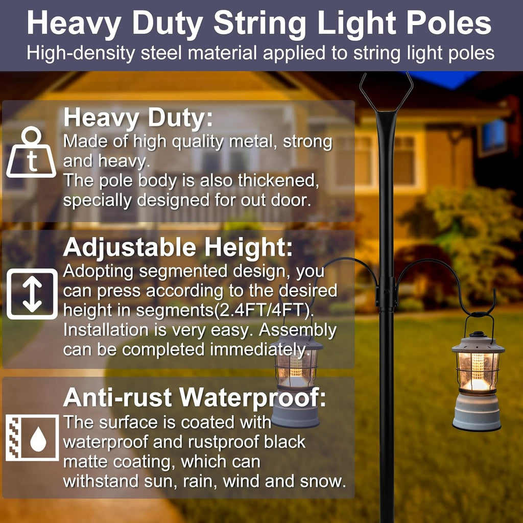 2 Pack Adjustable Metal String Light Poles H547