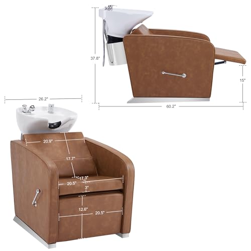 Adjustable Porcelain Ceramic Shampoo Station Chair (Beige) G60532