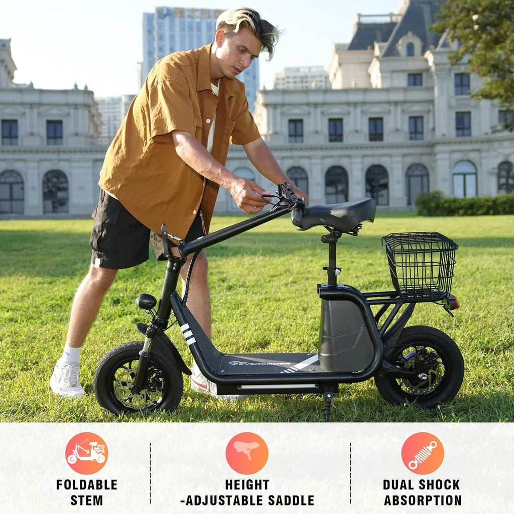 400W Motor 12" Pneumatic Tire Foldable Electric Scooter with Seat F628