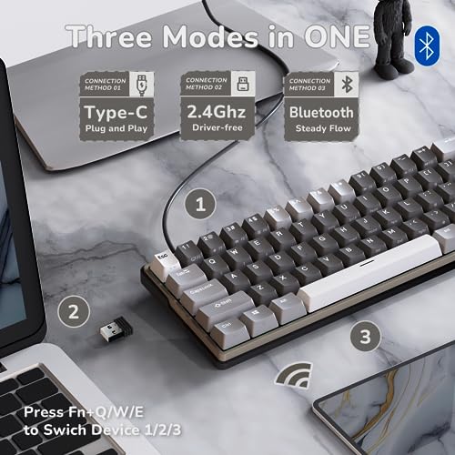 60% Wireless Mechanical Gaming Keyboard with Hot Swappable RGB J3224
