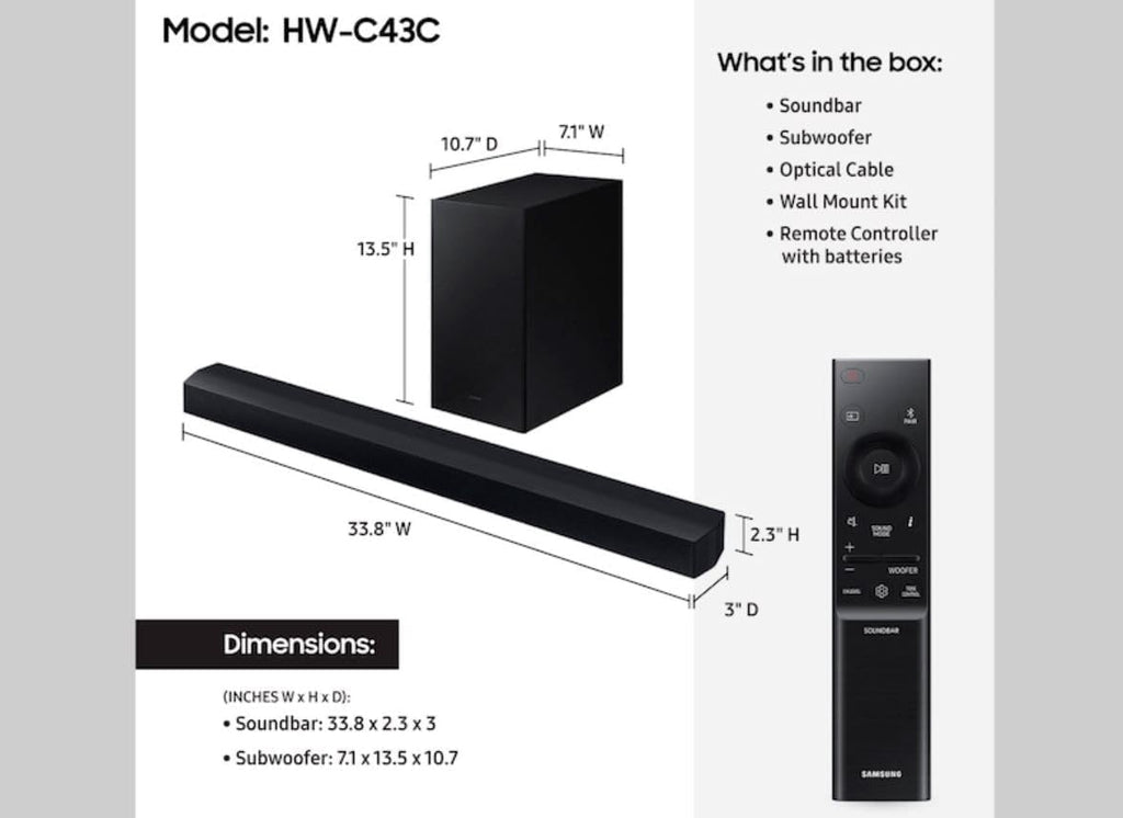 2.1 ch Soundbar with Subwoofer Black B700306