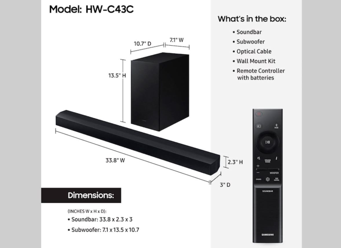 2.1 ch Soundbar with Subwoofer Black B700306