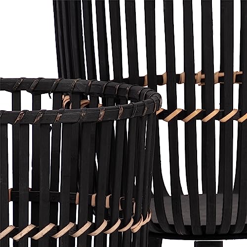 Set of 2 Bamboo Wood Planters on Stands, Brown/Black W43035