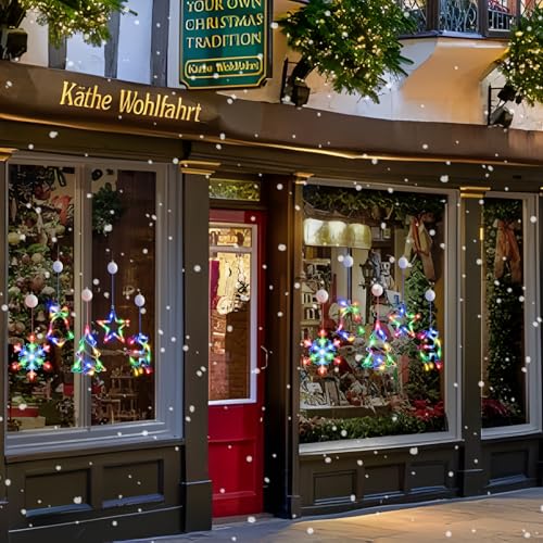 5Pack Christmas Window Lights with Timer, Battery Powered White LED Snowflake Decor C50355