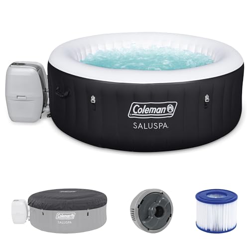 Black Round Inflatable Hot Tub with Insulated Cover J4747