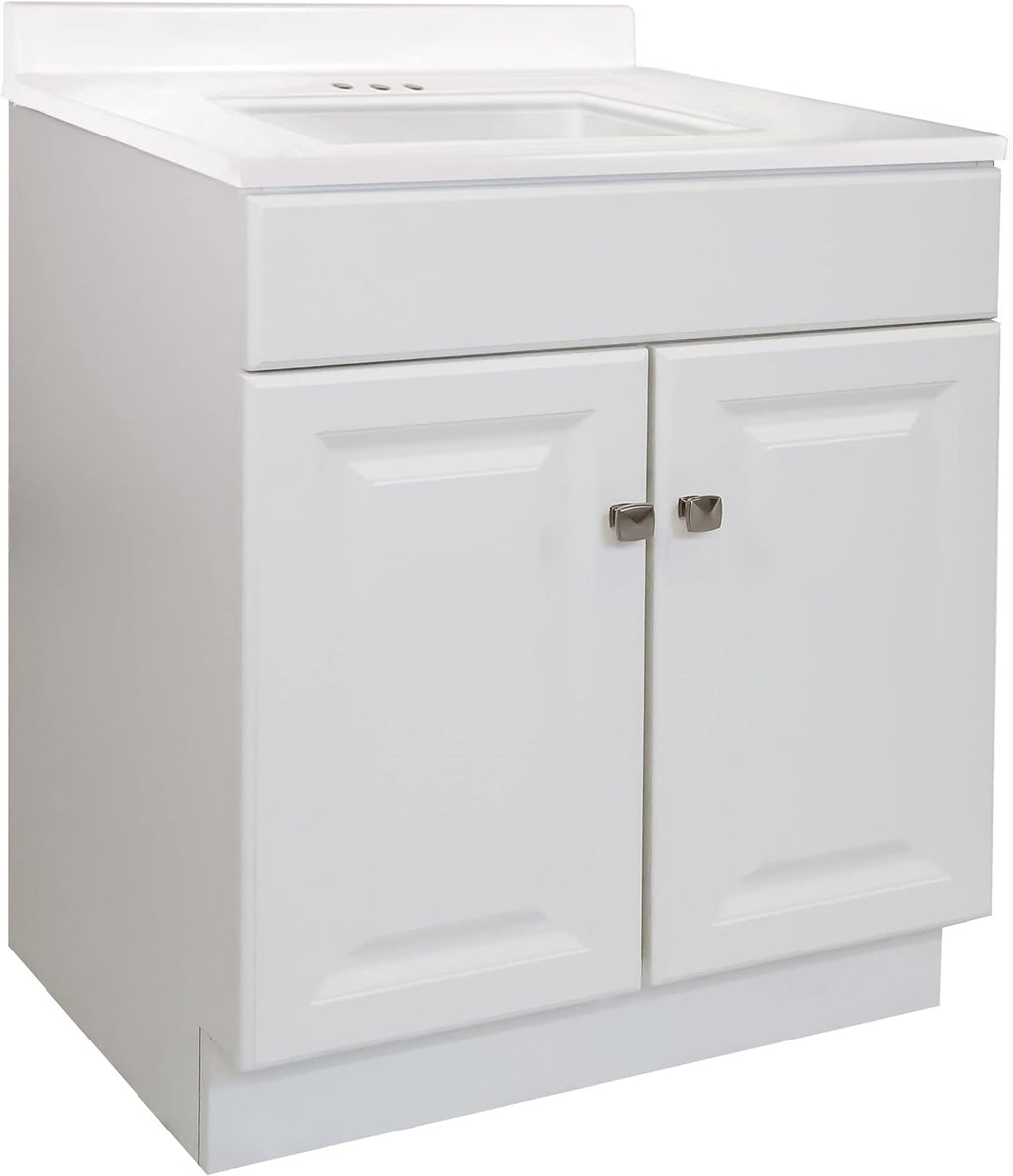 White 2-Door Bathroom Cultured Marble Vanity Top O454