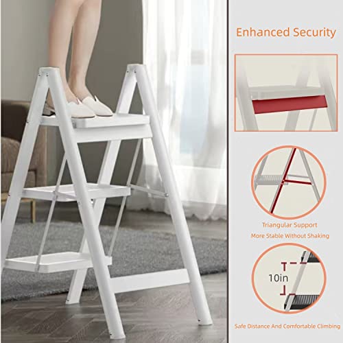 Folding Step Stool with Wide Anti-Slip Pedal, 330lbs Load Capacity Q5096