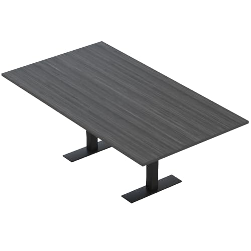 White 7 Foot Rectangular Conference Table with Metal T-Legs D1017