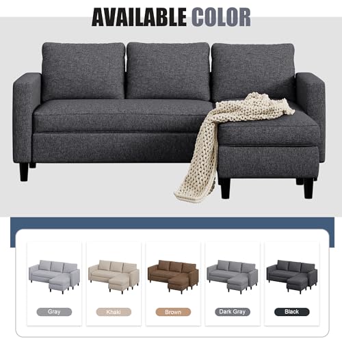 Dark Beige 3-Seat L Shaped Sectional Sofa with Chaise P958048
