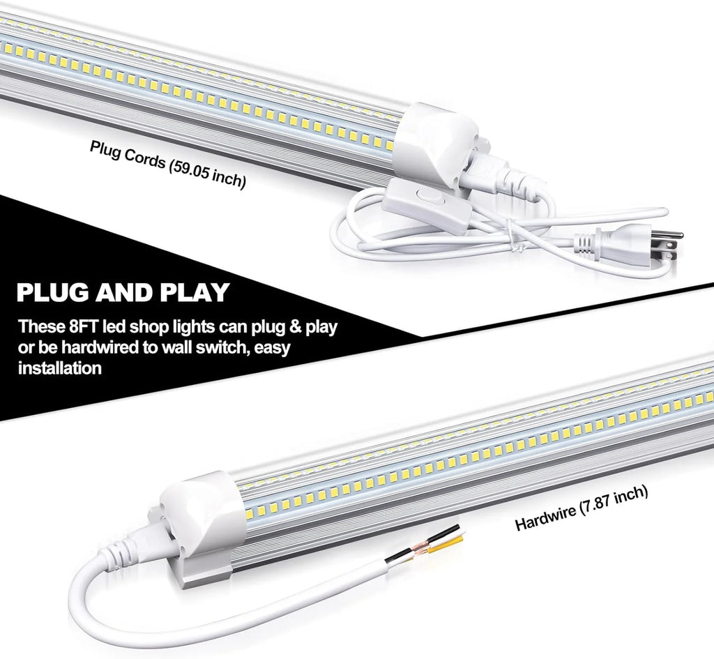 4FT 50W 7750Lumen 6000K Clear Cover V-Shape Linkable T8 LED Tube Light 10 Pack F52906