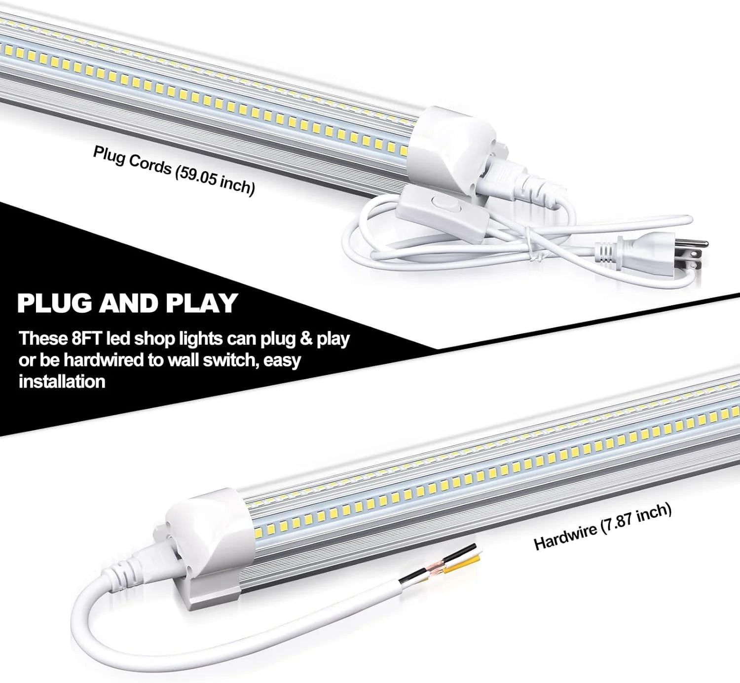 4FT 50W 7750Lumen 6000K Clear Cover V-Shape Linkable T8 LED Tube Light 10 Pack F52906