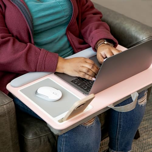 Pink Lap Desk with Wrist Rest and Mouse Pad for 15.6 Inch Laptops L266