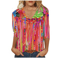 V Neck Elbow Length Sleeve Basic Tops Plus Size Blouse A6794