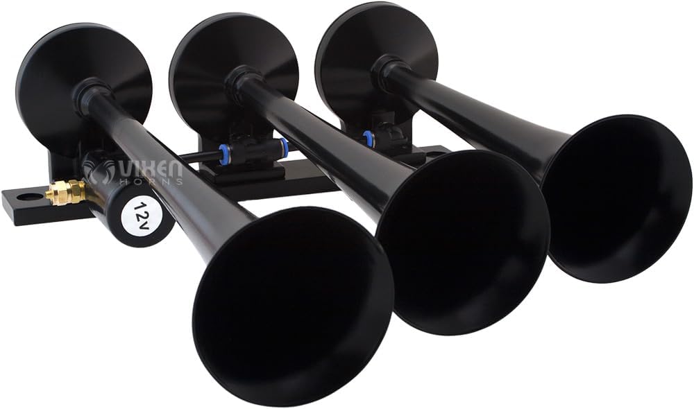 Train Horn Kit with 150psi Air Compressor, 1.5 Gallon Tank, 3 Trumpets A344304