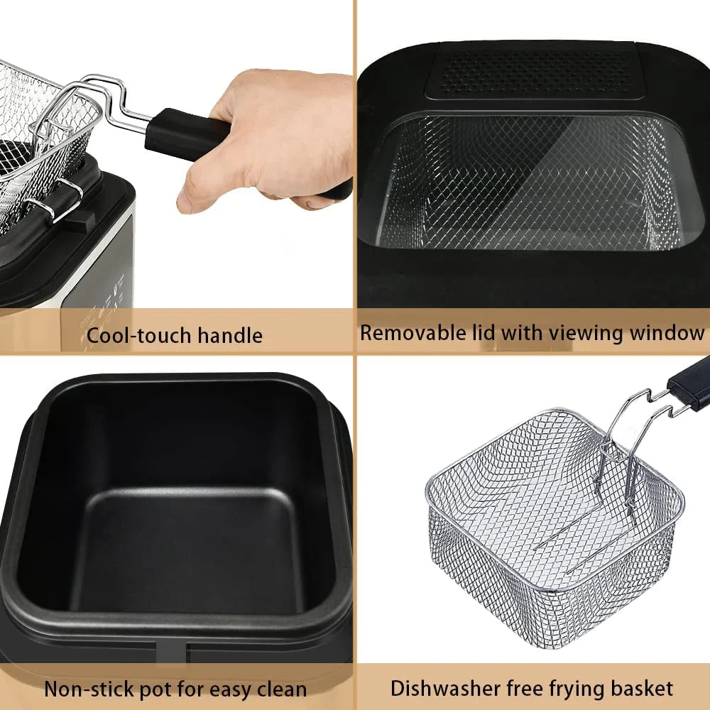 Stainless Steel Electric Deep Fryer with Basket, 2.5l Z188939